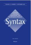 Syntax-a Journal Of Theoretical Experimental And Interdisciplinary Research