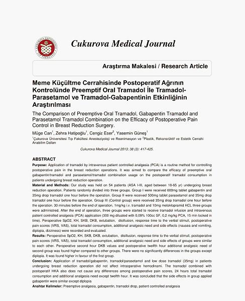 Cukurova Medical Journal